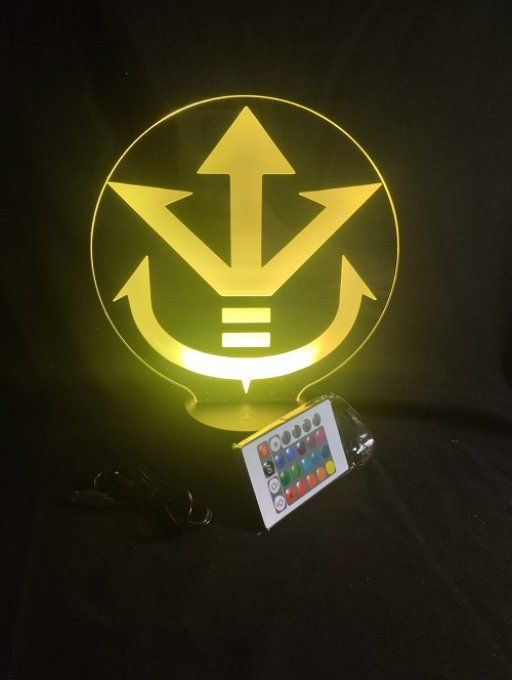 Lampe led 3d logo Roi Vegeta, Dragon Ball, manga, dessin animé, déco