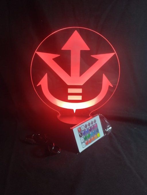 Lampe led 3d logo Roi Vegeta, Dragon Ball, manga, dessin animé, déco
