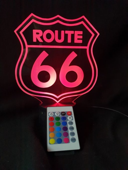 Lampe led 3D Route 66, Moto, Amerique,  veilleuse, idée cadeau, chevet