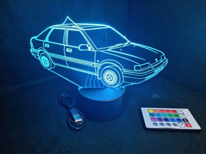 Lampe led 3D Rover 216 GSI, retro, voiture, veilleuse, chevet, cadeau, déco, illusion