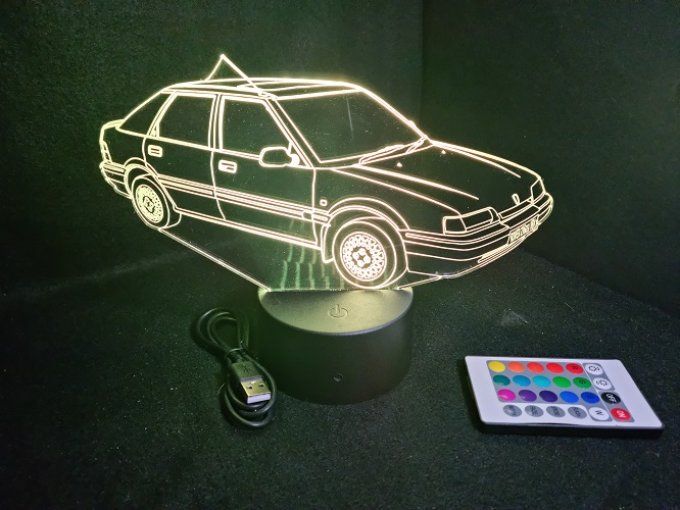 Lampe led 3D Rover 216 GSI, retro, voiture, veilleuse, chevet, cadeau, déco, illusion