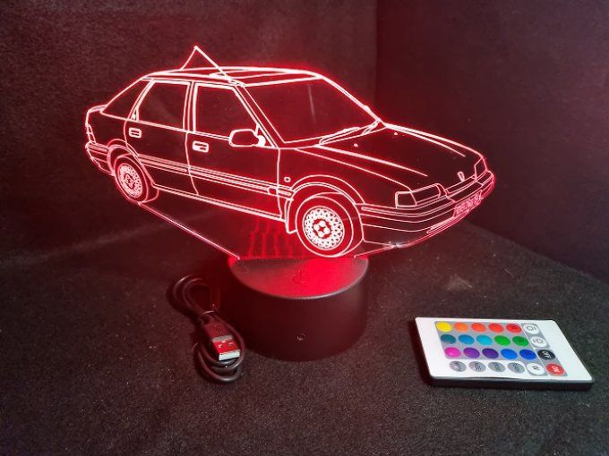 Lampe led 3D Rover 216 GSI, retro, voiture, veilleuse, chevet, cadeau, déco, illusion