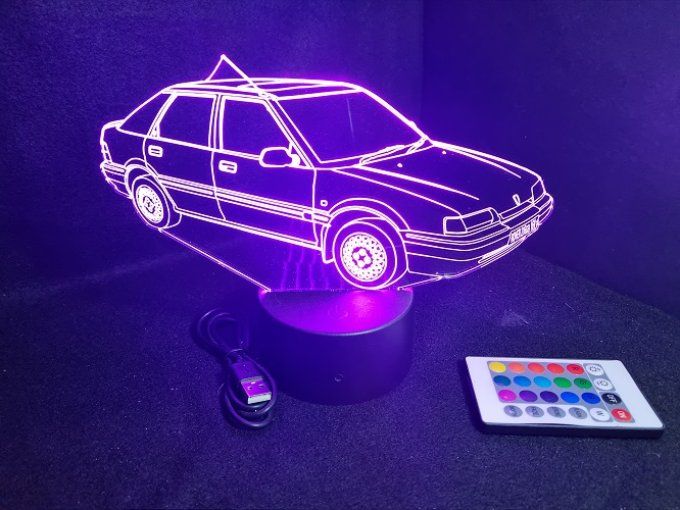 Lampe led 3D Rover 216 GSI, retro, voiture, veilleuse, chevet, cadeau, déco, illusion
