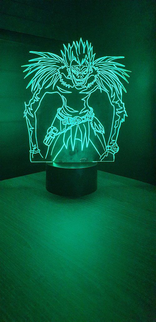 Lampe led 3D Ryuk, Death Note, veilleuse, idée cadeau, manga, animés, scan, déco, illusion