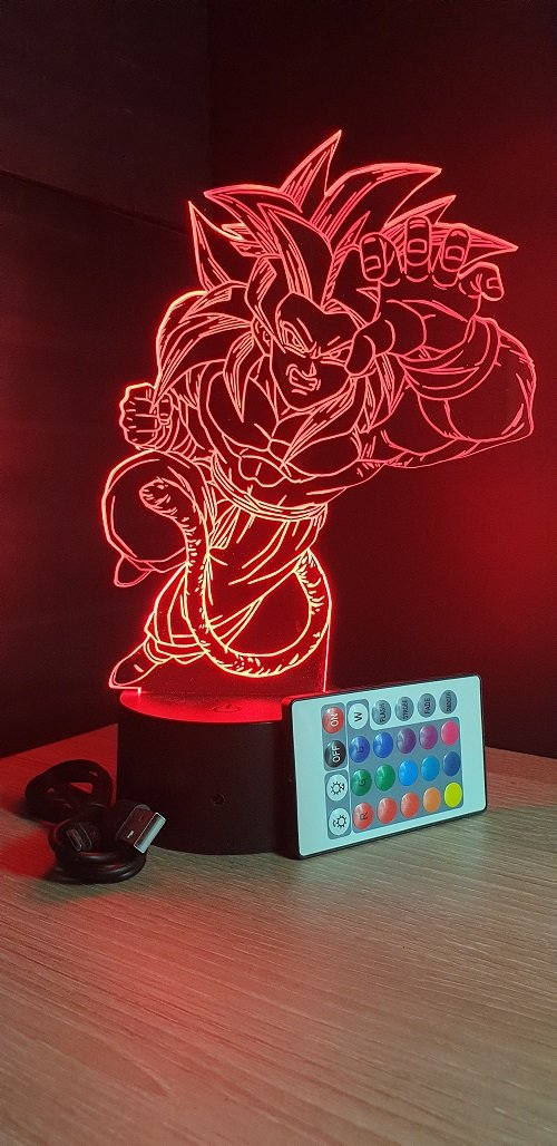 Lampe led 3d Goku Super Saiyan, Dragon Ball, manga, dessin animé, déco