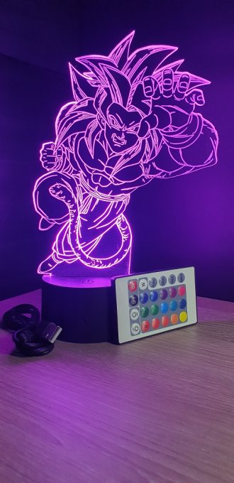 Lampe led 3d Goku Super Saiyan 4, manga, veilleuse, dessin animé, déco