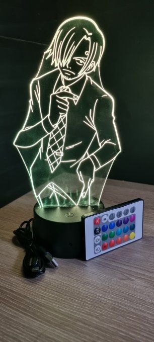 Lampe led 3D Sanji Vinsmoke, manga, veilleuse, déco, chevet, lumiere