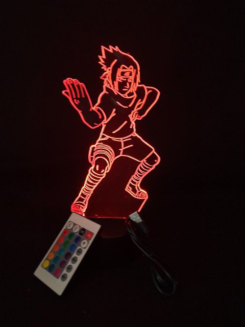 Lampe led 3D Sasuke, Naruto, manga ,veilleuse, lampe de chevet, déco, illusion, bureau, lumière