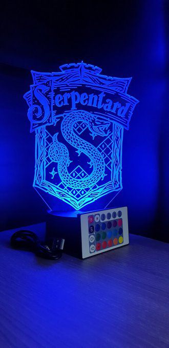 Lampe led 3D Serpentard, Harry potter, film, chevet, veilleuse, idée cadeau, déco, illusion