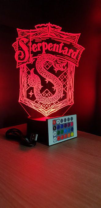 Lampe led 3D Serpentard, Harry potter, film, chevet, veilleuse, idée cadeau, déco, illusion