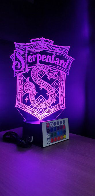 Lampe led 3D Serpentard, Harry potter, film, chevet, veilleuse, idée cadeau, déco, illusion