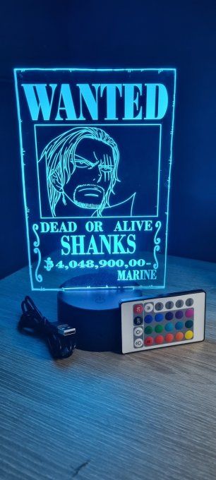 Lampe led 3D Shanks Wanted, manga, veilleuse, idée cadeau, dessin animé, déco, chevet