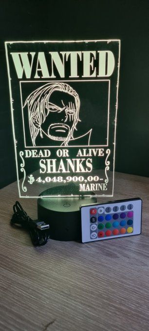 Lampe led 3D Shanks Wanted, manga, veilleuse, idée cadeau, dessin animé, déco, chevet