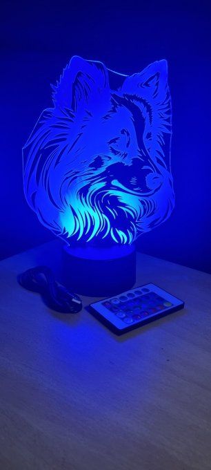 Lampe led 3D Shetland, chien, veilleuse, luminaire, chevet, décoration