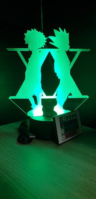 Lampe led 3D silhouette gon et kirua XX, manga ,veilleuse, lampe de chevet, déco, illusion, chevet