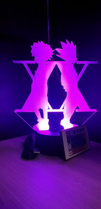 Lampe led 3D silhouette gon et kirua XX, manga ,veilleuse, lampe de chevet, déco, illusion, chevet