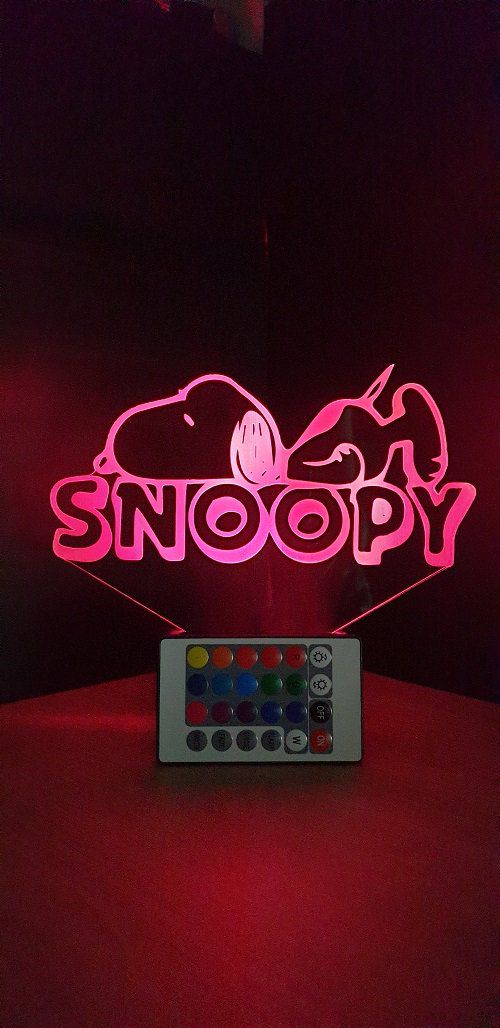 Lampe led 3D Snoopy couché Logo, dessin animé, veilleuse, déco, chevet