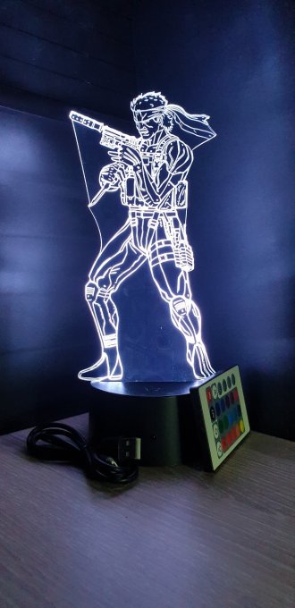 Lampe led 3D Solid Snake, Metal Gear Solid, jeux vidéo, veilleuse, personnalisable, illusion 
