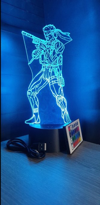 Lampe led 3D Solid Snake, Metal Gear Solid, jeux vidéo, veilleuse, personnalisable, illusion 
