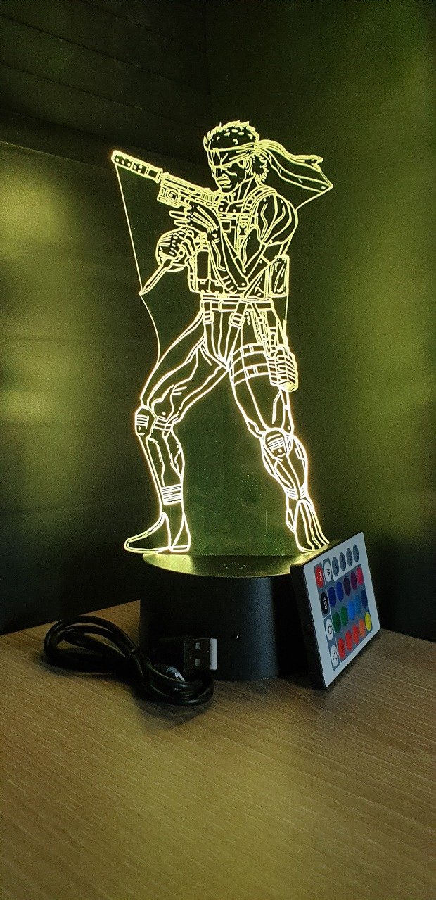 Lampe led 3D Solid Snake, Metal Gear Solid, jeux vidéo, veilleuse, personnalisable, illusion 