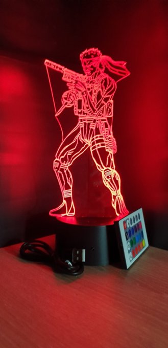 Lampe led 3D Solid Snake, Metal Gear Solid, jeux vidéo, veilleuse, personnalisable, illusion 