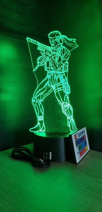 Lampe led 3D Solid Snake, Metal Gear Solid, jeux vidéo, veilleuse, personnalisable, illusion 