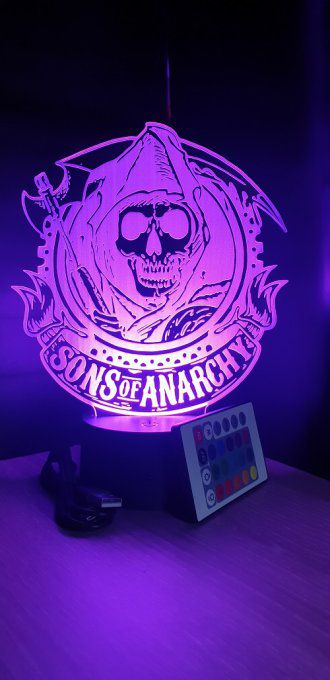 Lampe led 3D Son's of Anarchy, serie, suspense, veilleuse, déco