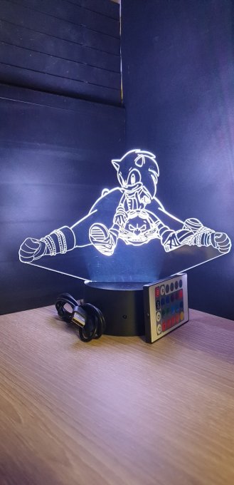 Lampe led 3D Sonic, Docteur Eggman, jeux vidéo, veilleuse, personnalisable, illusion, chevet
