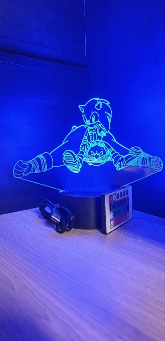 Lampe led 3D Sonic, Dr Eggman, console, jeux vidéo, veilleuse, geek