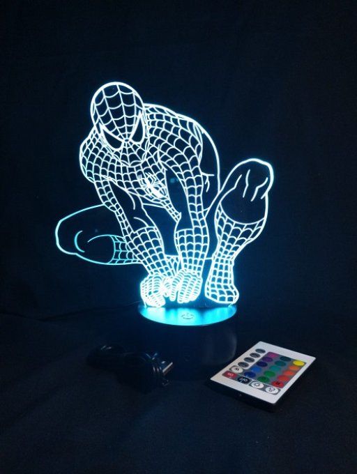 Lampe led 3D Spiderman, Marvel, veilleuse, déco, illusion, chevet