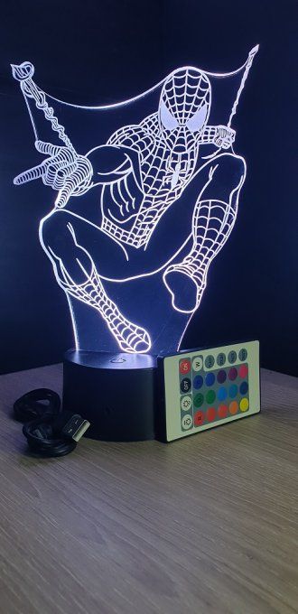 Lampe led 3D Spiderman, Marvel, veilleuse, idée cadeau, néon, dessin animé , déco, illusion, chevet
