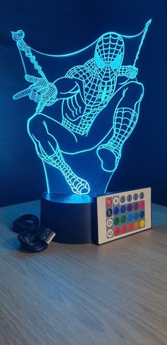 Lampe led 3D Spiderman, Marvel, veilleuse, déco, illusion, chevet