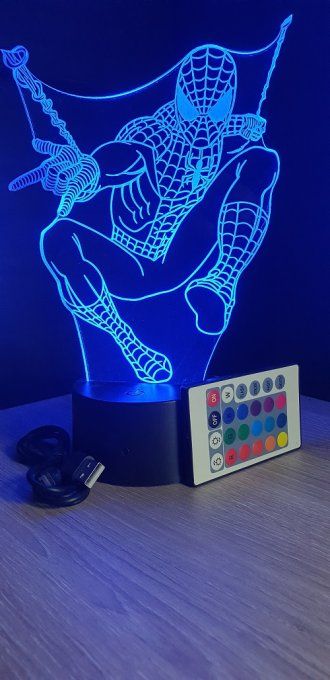 Lampe led 3D Spiderman, Marvel, veilleuse, déco, illusion, chevet