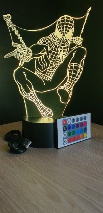 Lampe led 3D Spiderman, Marvel, veilleuse, déco, illusion, chevet