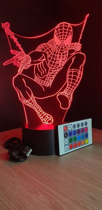 lampe-led-3d-spiderman-toile