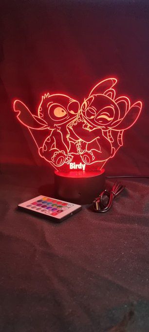 Lampe led 3D Stitch Angel, veilleuse, chevet, néon, déco, bureau