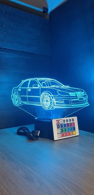 Lampe led 3D Subaru Impreza, voiture ,veilleuse, chevet, néon