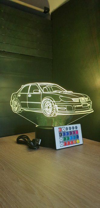 Lampe led 3D Subaru Impreza, voiture ,veilleuse, chevet, néon, idée cadeau, déco, illusion, bureau