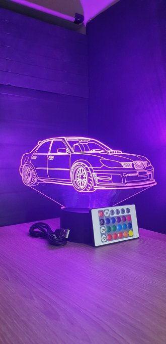 Lampe led 3D Subaru Impreza, voiture ,veilleuse, chevet, néon, idée cadeau, déco, illusion, bureau