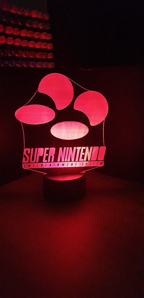 Lampe led 3D Logo Super Nintendo, veilleuse, idée cadeau, jeux video, geek, déco, illusion