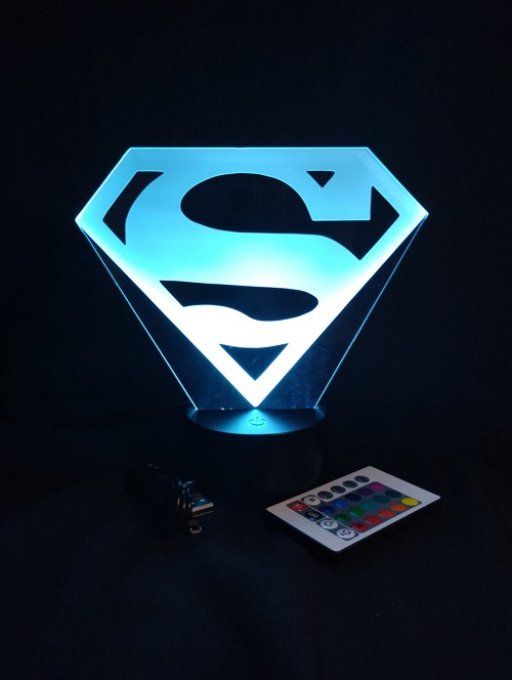 Lampe led 3D Logo Superman, DC Comics, veilleuse, déco, illusion