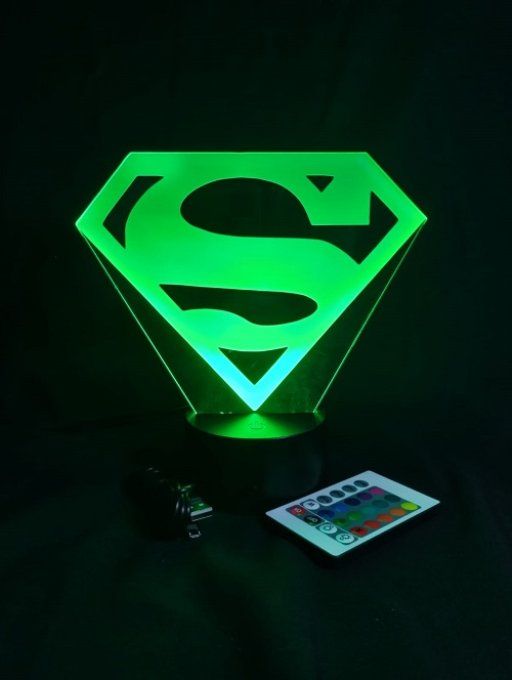 Lampe led 3D Logo Superman, DC Comics, veilleuse, déco, illusion