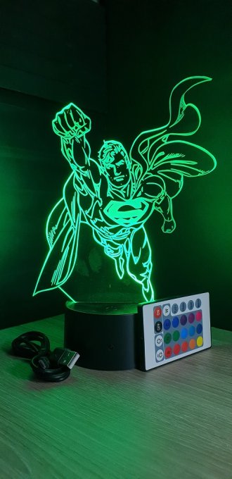 Lampe led 3D Superman, DC Comics, veilleuse, déco, illusion, chevet