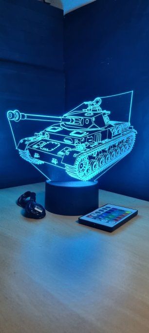 Lampe led 3D Char, tank, armée, veilleuse, chevet, cadeau, déco