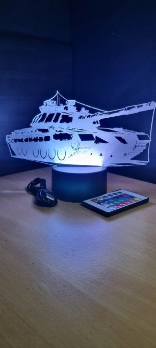 Lampe led 3D Char, tank, armée, veilleuse, chevet, cadeau, déco