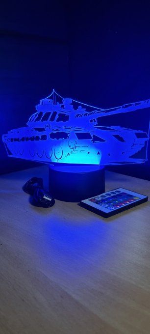 Lampe led 3D Char, tank, armée, veilleuse, chevet, cadeau, déco