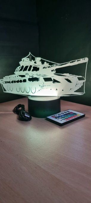 Lampe led 3D Char, tank, armée, veilleuse, chevet, cadeau, déco
