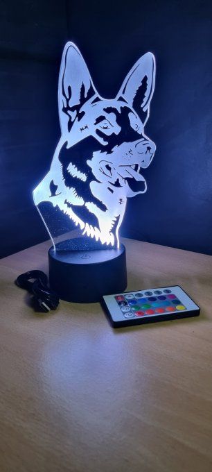 Lampe led 3D Berger Allemand, chien, chevet, veilleuse, déco, animaux