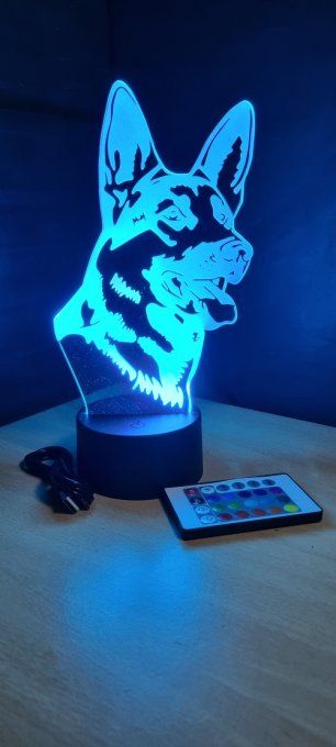 Lampe led 3D Berger Allemand, chien, chevet, veilleuse, déco, animaux