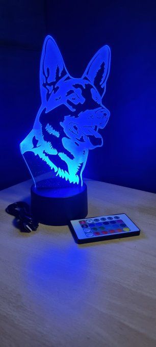 Lampe led 3D Berger Allemand, chien, chevet, veilleuse, déco, animaux